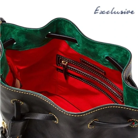 Dooney & Bourke Florentine Leather Small Logan Drawstring Bag in T’moro Brown - Picture 2 of 3